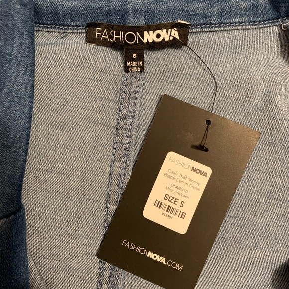 Fashion Nova Cash That Money Blazer Denim Dress - Picture 8 of 8